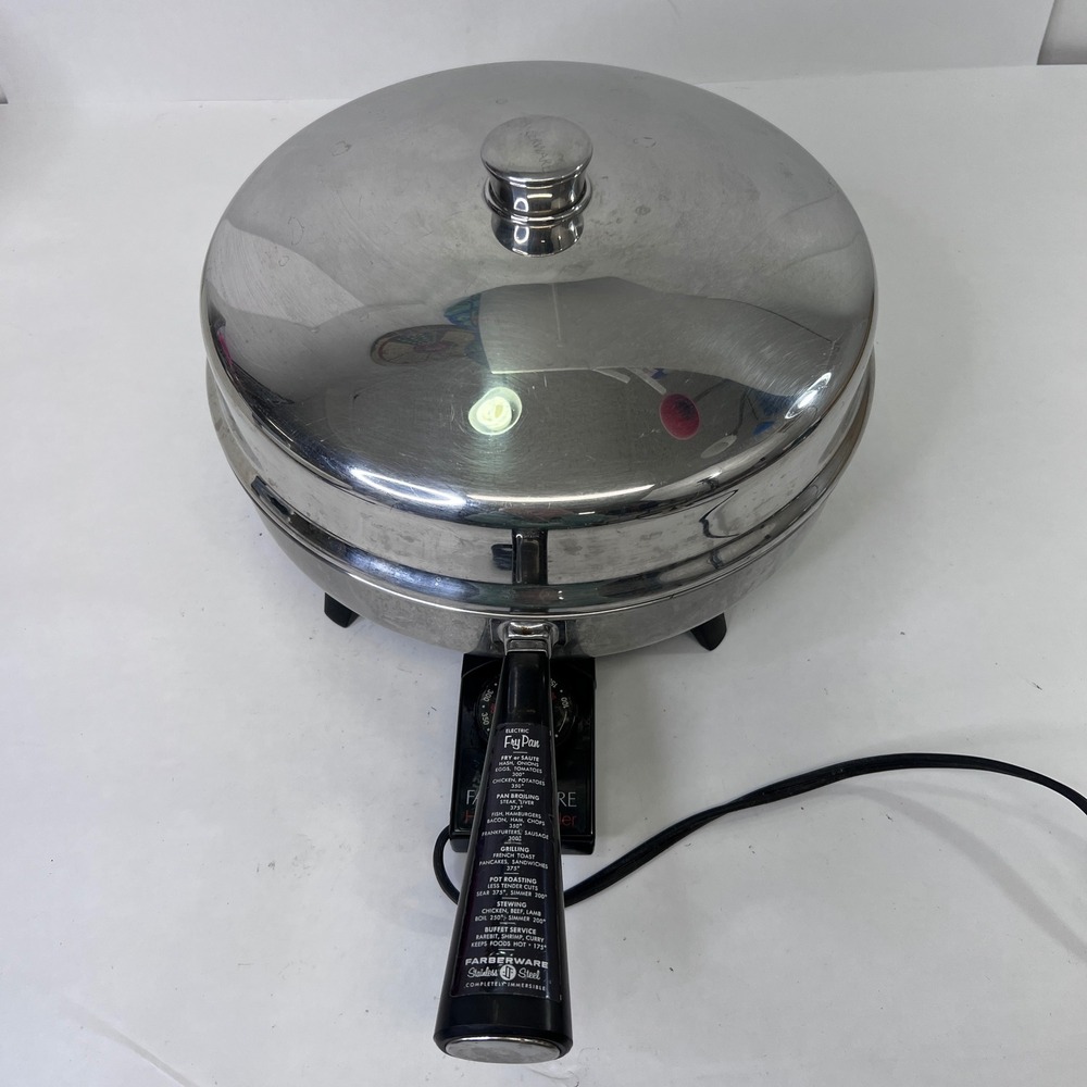 Farberware 310-A Electric Fry Pan Stainless Steel Skillet Dome Lid USA 12" Woks